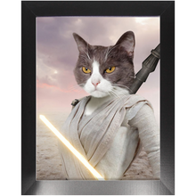 Load image into Gallery viewer, Light Rey - Rey Skywalker & Star Wars Inspired Custom Pet Portrait Framed Satin Paper Print
