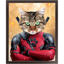 Load image into Gallery viewer, Dead Cool - Dead Pool Superhero Inspired Custom Pet Portrait Framed Satin Paper Print