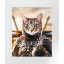 Load image into Gallery viewer, TOP FUN - Air Force Fighter Pilot Inspired Custom Pet Portrait Framed Satin Paper Print