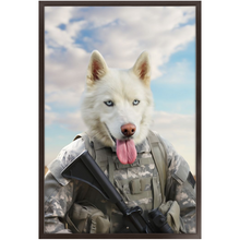 Load image into Gallery viewer, DESSERT STORM - Military Marine Inspired Custom Pet Portrait Framed Satin Paper Print