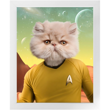 Load image into Gallery viewer, CAPTAIN QUIRK - Star Trek Inspired Custom Pet Portrait Framed Satin Paper Print