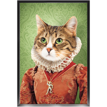 Load image into Gallery viewer, Lady Pluck - Renaissance Inspired Custom Pet Portrait Framed Satin Paper Print
