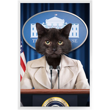 Load image into Gallery viewer, Axis Of Awesome - Cat as President Custom Pet Portrait Framed Satin Paper Print