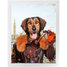 Load image into Gallery viewer, Gondola With The Wind - Renaissance Inspired Custom Pet Portrait Framed Satin Paper Print