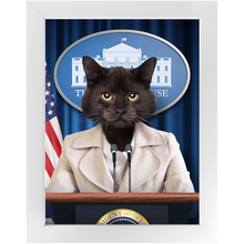 Load image into Gallery viewer, Axis Of Awesome - Cat as President Custom Pet Portrait Framed Satin Paper Print
