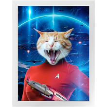 Load image into Gallery viewer, OH HOORAY IN SPACE - Star Trek Inspired Custom Pet Portrait Framed Satin Paper Print