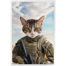 Load image into Gallery viewer, OPERATION FREEBONE - Military Marine Inspired Custom Pet Portrait Framed Satin Paper Print