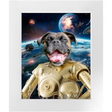 Load image into Gallery viewer, C.3.P.NO IN SPACE - C.3.P.O. & Star Wars Inspired Custom Pet Portrait Framed Satin Paper Print