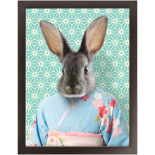 Load image into Gallery viewer, Aozora - Japanese Geisha & Kimono Inspired Custom Pet Portrait Framed Satin Paper Print