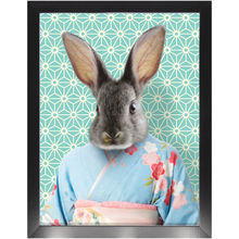 Load image into Gallery viewer, Aozora - Japanese Geisha & Kimono Inspired Custom Pet Portrait Framed Satin Paper Print