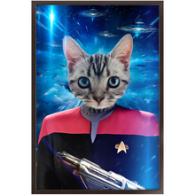 Load image into Gallery viewer, CAPTAIN RUNAWAY IN SPACE  - Star Trek Inspired Custom Pet Portrait Framed Satin Paper Print