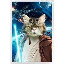 Load image into Gallery viewer, OBI HAVE IN SPACE - Jedi Obi Wan Kenobi & Star Wars Inspired Custom Pet Portrait Framed Satin Paper Print