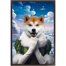 Load image into Gallery viewer, SNOWBALL - Christmas elf Inspired Custom Pet Portrait Framed Satin Paper Print