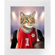 Load image into Gallery viewer, Hoopla- Basketball Player & Sports Inspired Custom Pet Portrait Framed Satin Paper Print