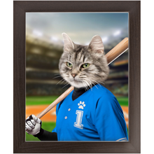 Load image into Gallery viewer, Hard Hitter - Baseball Player & Sports Inspired Custom Pet Portrait Framed Satin Paper Print