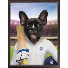 Load image into Gallery viewer, Howzat- Cricket Player & Sports Inspired Custom Pet Portrait Framed Satin Paper Print