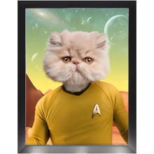 Load image into Gallery viewer, CAPTAIN QUIRK - Star Trek Inspired Custom Pet Portrait Framed Satin Paper Print
