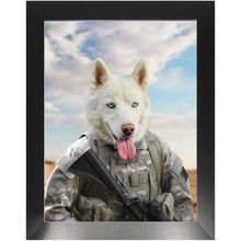 Load image into Gallery viewer, DESSERT STORM - Military Marine Inspired Custom Pet Portrait Framed Satin Paper Print