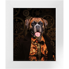 Load image into Gallery viewer, Like Clockwork - Steampunk, Victorian Era Inspired Custom Pet Portrait Framed Satin Paper Print