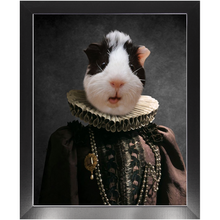 Load image into Gallery viewer, Queen O'Pharts - Royalty & Renaissance Inspired Custom Pet Portrait Framed Satin Paper Print