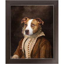 Load image into Gallery viewer, BARONESS OF BROWN - Renaissance Inspired Custom Pet Portrait Framed Satin Paper Print