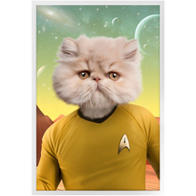Load image into Gallery viewer, CAPTAIN QUIRK - Star Trek Inspired Custom Pet Portrait Framed Satin Paper Print