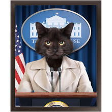 Load image into Gallery viewer, Axis Of Awesome - Cat as President Custom Pet Portrait Framed Satin Paper Print