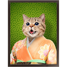 Load image into Gallery viewer, Orenjisan - Japanese Geisha & Kimono Inspired Custom Pet Portrait Framed Satin Paper Print
