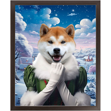 Load image into Gallery viewer, SNOWBALL - Christmas elf Inspired Custom Pet Portrait Framed Satin Paper Print
