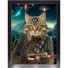 Load image into Gallery viewer, WOOFIE IN SPACE - Chewbacca & Star Wars Inspired Custom Pet Portrait Framed Satin Paper Print