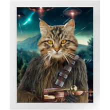 Load image into Gallery viewer, WOOFIE IN SPACE - Chewbacca & Star Wars Inspired Custom Pet Portrait Framed Satin Paper Print