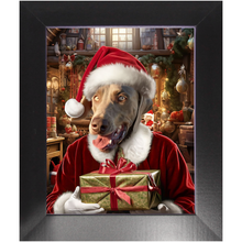 Load image into Gallery viewer, PANTA PAWS - Christmas, Santa & Elf Inspired Custom Pet Portrait Framed Satin Paper Print