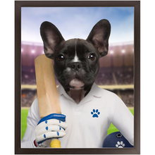 Load image into Gallery viewer, Howzat- Cricket Player & Sports Inspired Custom Pet Portrait Framed Satin Paper Print