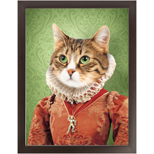 Load image into Gallery viewer, Lady Pluck - Renaissance Inspired Custom Pet Portrait Framed Satin Paper Print