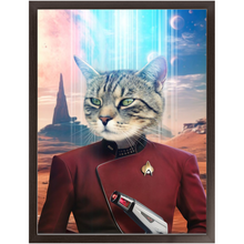 Load image into Gallery viewer, CAPTAIN DIGYARD - BEAMING DOWN - Star Trek Inspired Custom Pet Portrait Framed Satin Paper Print