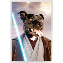Load image into Gallery viewer, Obi Have - Jedi Obi Wan Kenobi & Star Wars Inspired Custom Pet Portrait Framed Satin Paper Print