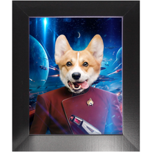 Load image into Gallery viewer, CAPTAIN DIGYARD IN SPACE - Star Trek Inspired Custom Pet Portrait Framed Satin Paper Print
