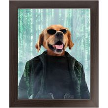 Load image into Gallery viewer, Neo Barksist - The Matrix Inspired Custom Pet Portrait Framed Satin Paper Print