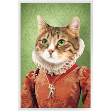 Load image into Gallery viewer, Lady Pluck - Renaissance Inspired Custom Pet Portrait Framed Satin Paper Print