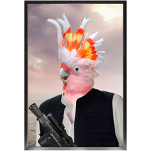 Load image into Gallery viewer, Ham Sosage - Hans Solo & Star Wars Inspired Custom Pet Portrait Framed Satin Paper Print