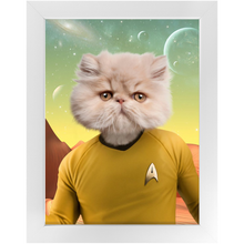 Load image into Gallery viewer, CAPTAIN QUIRK - Star Trek Inspired Custom Pet Portrait Framed Satin Paper Print