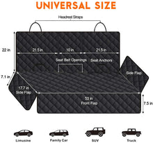 Load image into Gallery viewer, Dog Car Seat Cover, Back Seat Cover for Dogs Pet Car Seat Protector Waterproof Bench Car Seat Cover, Non-Slip Reat Seat Cover Fits Middle Armrest for Most Cars Trucks Suvs - Black