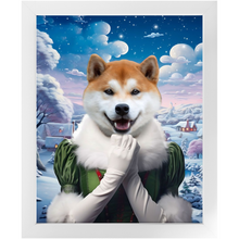 Load image into Gallery viewer, SNOWBALL - Christmas elf Inspired Custom Pet Portrait Framed Satin Paper Print