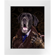 Load image into Gallery viewer, A Fist Of It - Steampunk, Victorian Era Inspired Custom Pet Portrait Framed Satin Paper Print