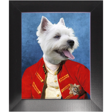 Load image into Gallery viewer, Commander In Mischief - Renaissance Inspired Custom Pet Portrait Framed Satin Paper Print