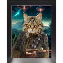 Load image into Gallery viewer, WOOFIE IN SPACE - Chewbacca & Star Wars Inspired Custom Pet Portrait Framed Satin Paper Print