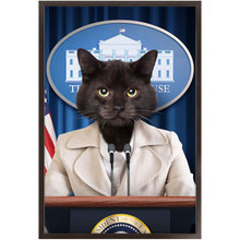 Load image into Gallery viewer, Axis Of Awesome - Cat as President Custom Pet Portrait Framed Satin Paper Print