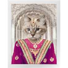Load image into Gallery viewer, Devilicious - Royal Indian Princess Inspired Custom Pet Portrait Framed Satin Paper Print