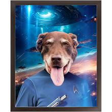 Load image into Gallery viewer, MISTER SPOOK IN SPACE - Star Trek Inspired Custom Pet Portrait Framed Satin Paper Print