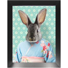 Load image into Gallery viewer, Aozora - Japanese Geisha & Kimono Inspired Custom Pet Portrait Framed Satin Paper Print